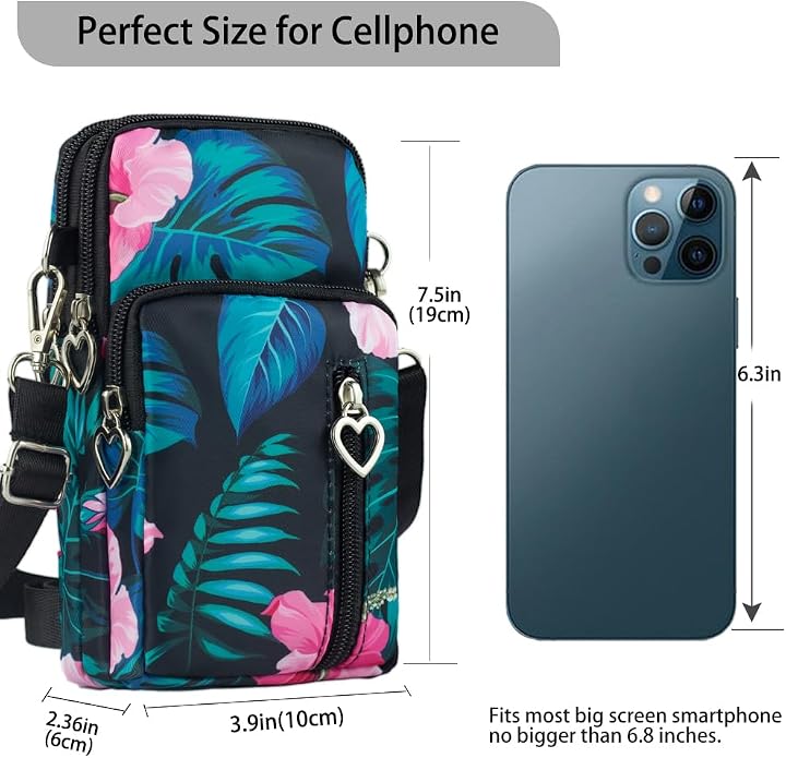 Small Crossbody Bag for Women - Mini Phone Purses with Crossbody Strap and Wallet - Nylon Arm Bag