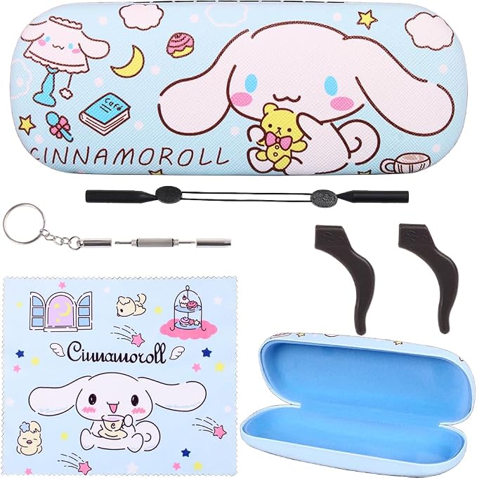 ADBGV Cute Stylish Hard Shell Eyeglasses Cases Protective Case Storage Box With Glasses Cloth Eyeglass Strap for Girl Teen