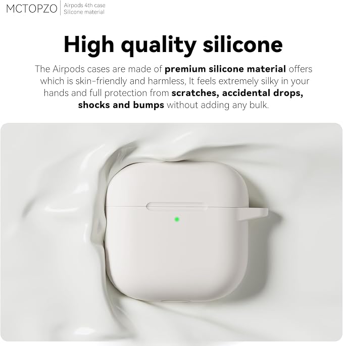 for AirPods 4 Case 2024 with Cleaner Kit & Keychain-Stone | Silicone Protective Cover for Apple AirPods 4th Generation Case,for Women Men,One-Piece Design,Shockproof,Dust Proof