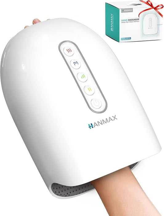 HANMAX Hand Massager with Heat and Compression - for Arthritis & Carpal Tunnel, Portable Gift for Women/Men