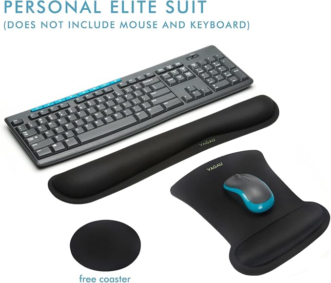 VAGAU Premium Keyboard Wrist Rest and Mouse Pad Wrist Support | Ergonomic Memory Foam Set for Office, Laptop, Mac, Computer and Gaming, Comfortable Typing &Wrist Pain Relief