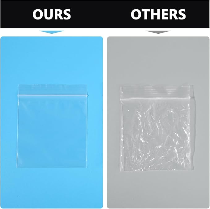 500 PCS 3" x 3" Small Plastic Bags for Jewelry Mini Clear Plastic Poly Bag 2 Mil with Resealable Lock Seal Zipper for Storage Gifts Candy Screws