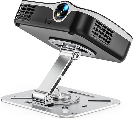 3-in-1 Projector Stand – Desk, Wall and Ceiling Mount with 1/4-Inch Thread, Foldable, Easy Setup, Height Adjustable and 360-degree Rotation Compatible with Most Projectors for Home, Office