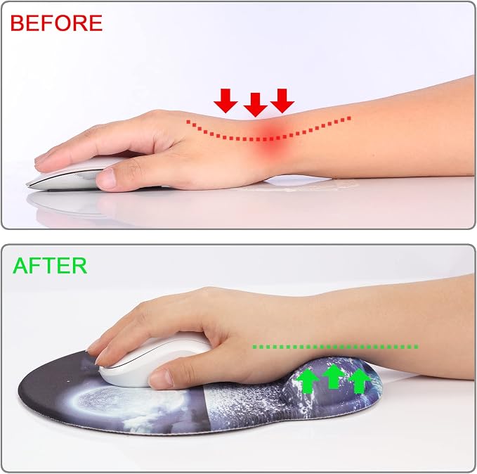 Ergonomic Mouse Pad with Wrist Rest Support,Gel Mouse Pads for Desk | Big Mousepad With Coaster Non-slip & Pain Relief for Computer, Home&Office Desk Decor