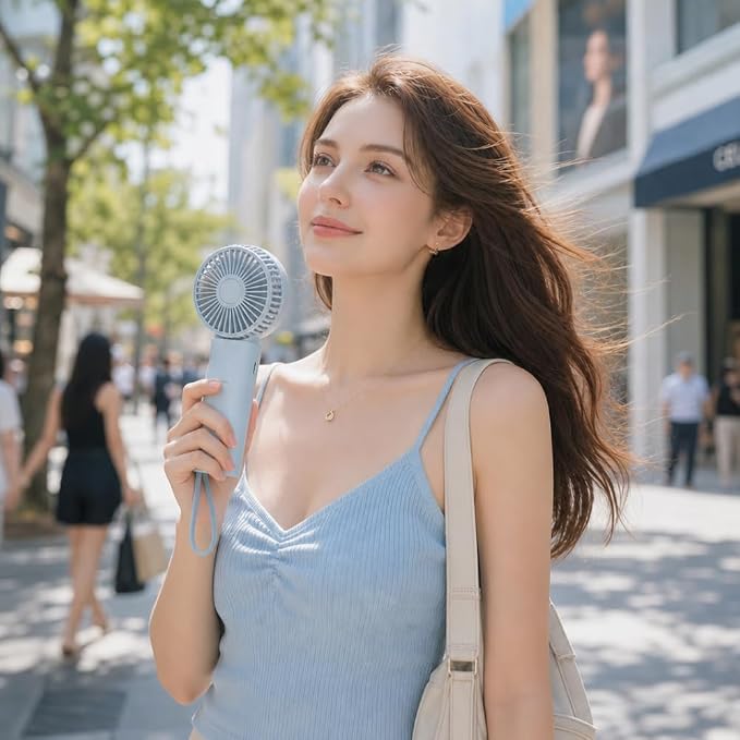 Brezio Pro Handheld Fan with 2026 TEC Cooling Plate, 100-Speed Turbo Airflow, USB-C Fast Charging, Handheld/Tabletop Fan for Travel, Outdoor, Office, Camping