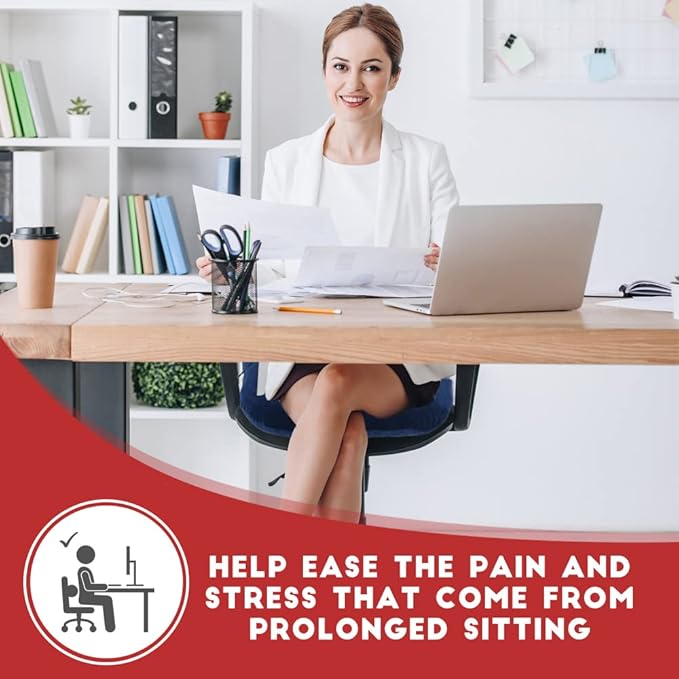 Stuffed Donut Pillow Seat Cushion | for Tailbone and Coccyx Pain, Hemorrhoids, Bed Sores, Pregnancy, Prostate, Surgery Recovery, Sitting Pressure Relief, for Home, Office and Car (Dark Blue)