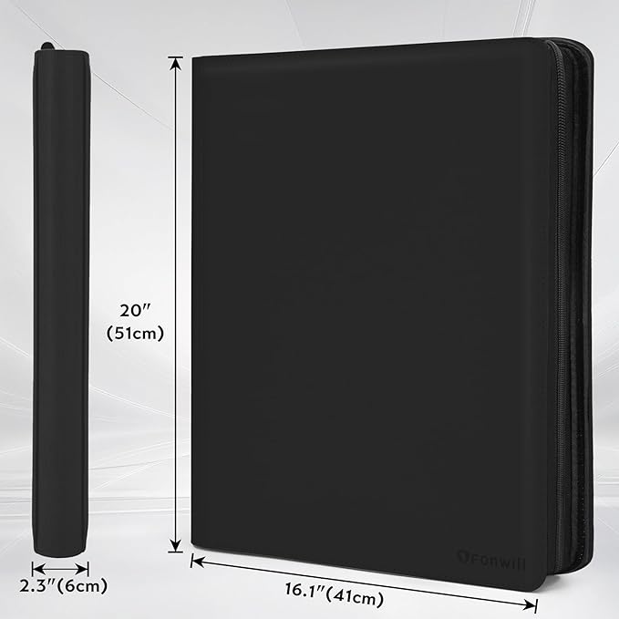 Toploader Binder,16 Pocket Top Loader Binders for 3" x 4" Rigid Cards,Toploader Card Binder for Hard Plastic,Holds 640 Top Loaders(Black)