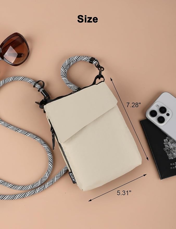 GOX Neck Wallet for Traveling Women,RFID Blocking Crossbody Wallet | Nylon Water-Repellent Passport Holder with Phone Pocket, Small Neck Pouch