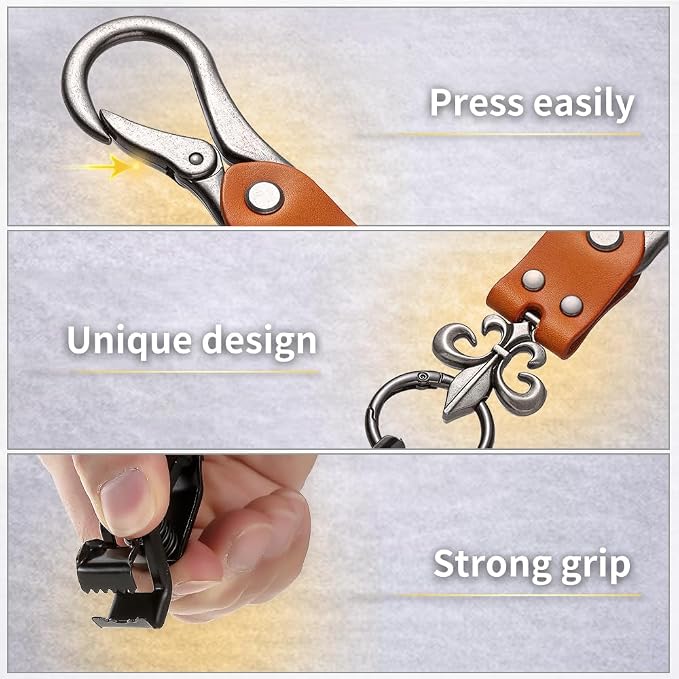 Heavy Duty Glove & Hat Clip with Carabiner, All-Metal Spring Clamp Work Glove Holder for Tool Belt, Harness, Backpack