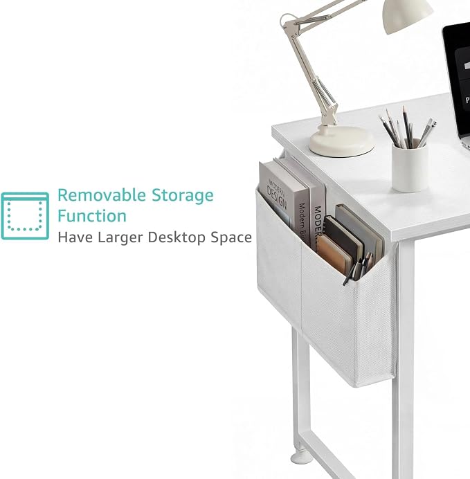Lufeiya White Small Desk for Bedroom - Student Kids Study Writing Table for Home Office Bedroom Small Spaces 32 Inch Modern Mini Laptop PC Computer Desks, White