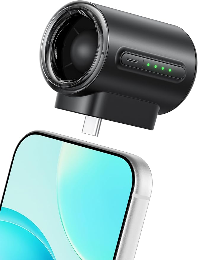 Aecooly Powerful USB C Phone Fan 2 Pack, 17000 RPM High Speed | Compatible with iPhone, iPad, Tablet, 4 Speed Mini Portable Cell Phone Fan for Summer, Travel, Gifts for Women-Black