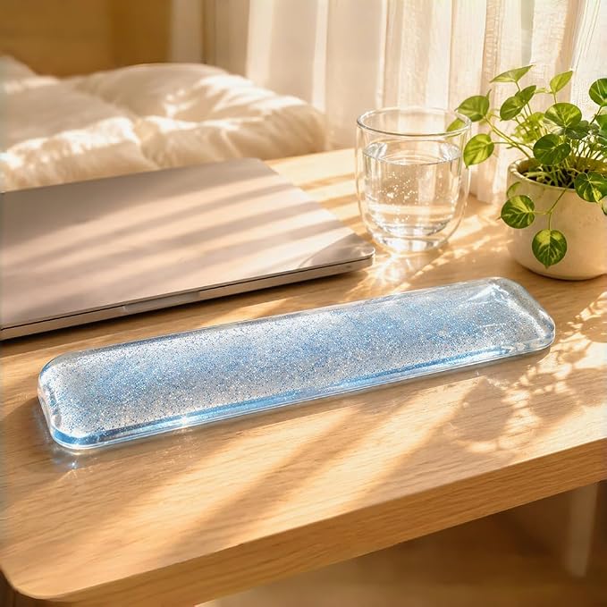 Wrist Rest Pad Comfortable Cool Silicone Cushion | Typing Hand Pain Relief Support Keyboard Pad with Gel-filled Magic Keyboard Other Keyboards Office & Home (Bright Blue)