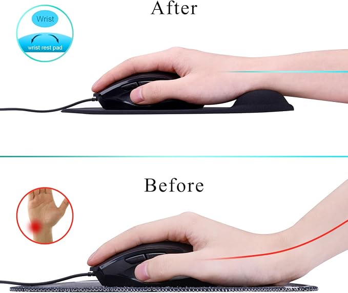 JIKIOU Ergonomic Mouse Pad with Gel Wrist Rest 2 Pack, Portable Small Black | Upgraded-Prevent Gel Leakage, Ergonomic Design for Pain Relief, Cooling Gel filled, Smooth Lycra Surface, Non-Slip PU Base