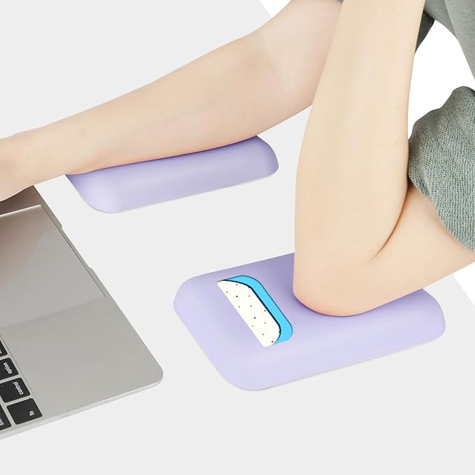 Leolee Elbow Rest Pads for Desk, Gel Ergonomic Wrist Rest Arm Rest Pads | Upgraded, Memory Foam, Non-Slip Base, Cushion Support Relieve Elbow and Wrist Pain for Computer, Office, 2 Packs, Purple