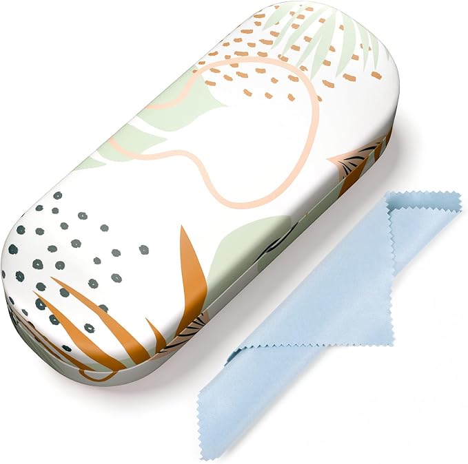 Hard Shell Leather Sunglasses Case,Classic Fashionable Cute Large Glasses Case for Women Men,Sunglass Eyeglasses