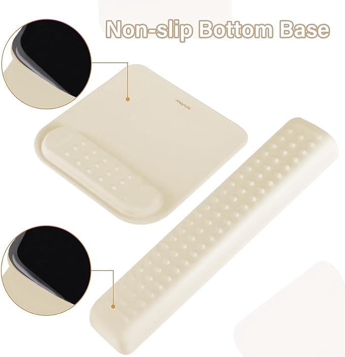 MOSISO Keyboard Stand&Wrist Rest Support for Keyboard &Mouse Pad Set | Ergonomic Massage Wrist Rest Set, Easy Typing Working Acrylic Clear Stand for Office Home, Khaki