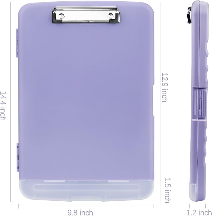 Meiikun Clipboard with Storage, Plastic Clipboards 8.5x11 with Pen Holder, High Capacity Nursing Clipboard Folder, Side Opening Storage Clip Board for Office Work Nurses Teachers (Light Purple)