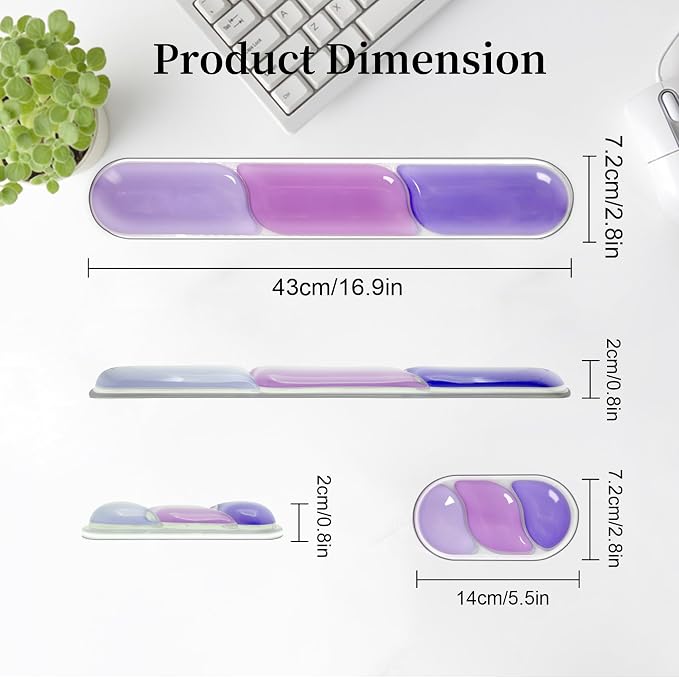 2 Pcs Gel Wrist Rest for Keyboard,Ergonomic Mouse Pad for Typing | Silicone Mouse Wrist Set,Mouse Pad with Wrist Rest,Gel Keyboard Mouse Pad,Non Slip,for Pain Relief Computer Typing