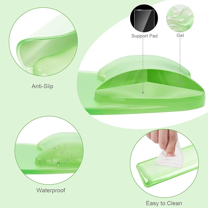 MOSISO Cooling Gel Wrist Rest Support for Mouse Pad&Keyboard Set, Green | Irregular Oval Ergonomic Mousepad Keyboard Pad Non-Slip Base Home/Office Pain Relief&Gel Easy Typing Pad for Computer Laptop