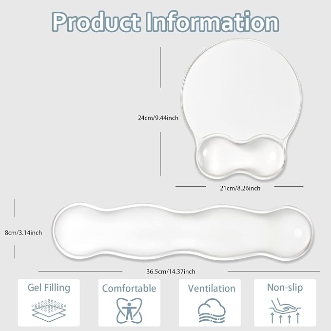 Gel Keyboard and Mouse Wrist Rest Set - Ergonomic Gel Mouse Pad with Wrist Support for Typing Pain Relief/Office/Computer/Laptop/Gaming