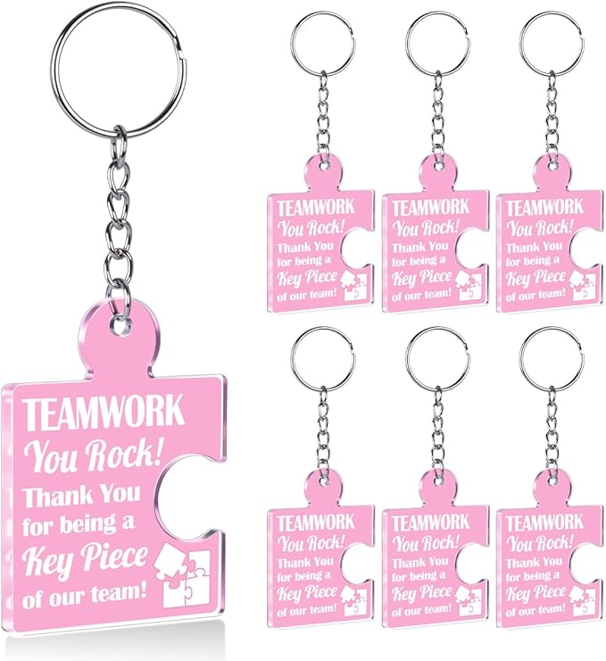 Team Appreciation Gifts Bulk Thank You Keychains for Coworkers | Gift Set for Employee, Staff, Teachers, Teamwork Puzzle Piece Keyring, Acrylic