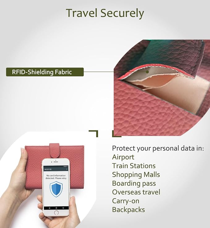 Slim RFID Leather Passport Wallet for Women, Gift Box Ready | Women's Travel Wallet with Passport Slot & Card Slots, Zipper Coin Pocket & Cash Holder Burnt Sienna (Brick Red)