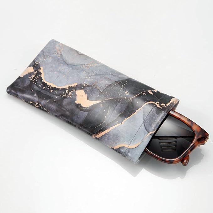 TRIUMPH VISION Eyeglass Case Glasses Case Soft Sunglass Pouch Sleeve 3 Pack | Slim Lightweight Alternative to Bulky Case, Leather Lined Protect Lens, Squeeze Easy to Use, Stylish Portable for Daily Use