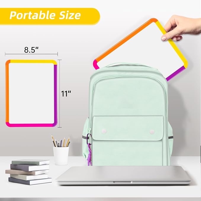 VUSIGN Magnetic Dry Erase Board, 8.5 x 11 Inches White Board, Colorful 2 | Includes 4 Dry Erase Markers, Small Mini White Board for Students Fridge Wall Locker