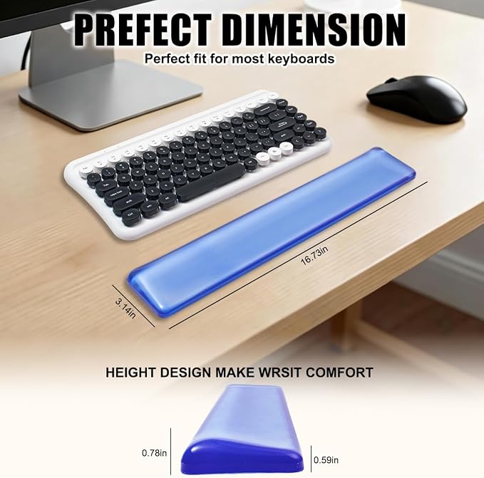 Keyboard Wrist Rest,Gel Wrist Rest for Keyboard-Blue Wrist Rest | Jelly Clear Gel Wrist Pad for Easy Typing, Anti-Slip Comfort Keyboard Wrist Pad for Desktop Relieve Pain