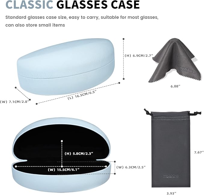 molshine Hard Shell Sunglasses Case,Classic Large Glasses Case for Sunglass,Eyeglasses with Cleaning Cloth,Pouch