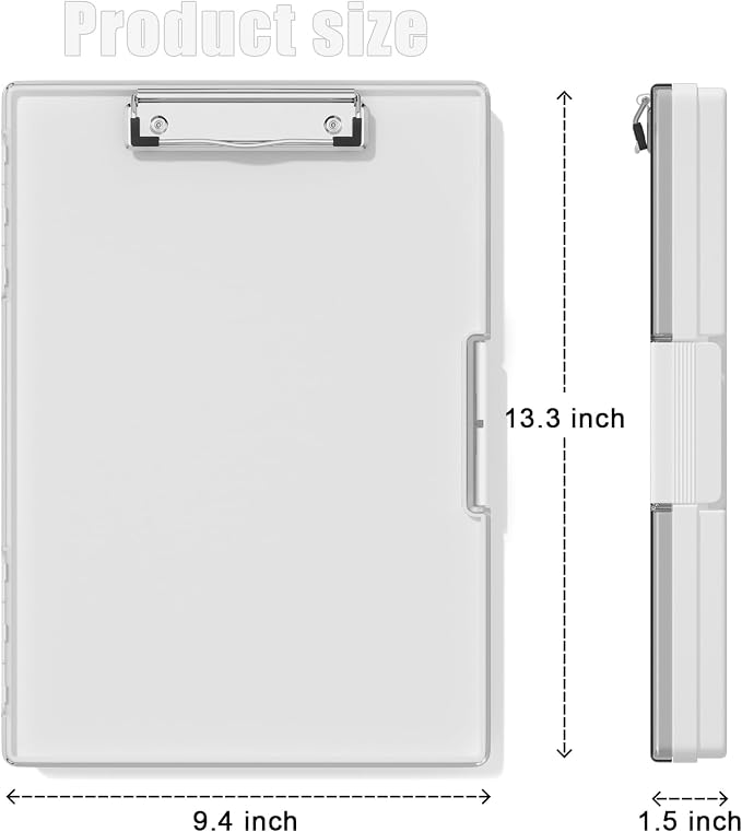 Hongri Clipboard with Storage, White 8.5 x 11 Clip Board, Dual Compartmen | Folder Nursing Side Opening, Heavy Duty Organization Box, Smooth Writing for Teachers, Classroom, Size 13.3 x 9.4 x 1.5 in