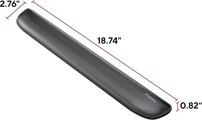 STAPLES Gel Keyboard Wrist Rest, Ergonomic Non‑Slip Wrist Support Cushion for Comfortable Typing, Durable Gel‑Filled Design, Black Crystal
