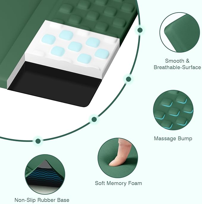Ospelelf Keyboard Wrist Rest Stand Pad and Ergonomic Mouse Pad Set with Large Mousepad, Memory Foam Comfort, Premium Office Desk Accessories for Pain Relief, Green