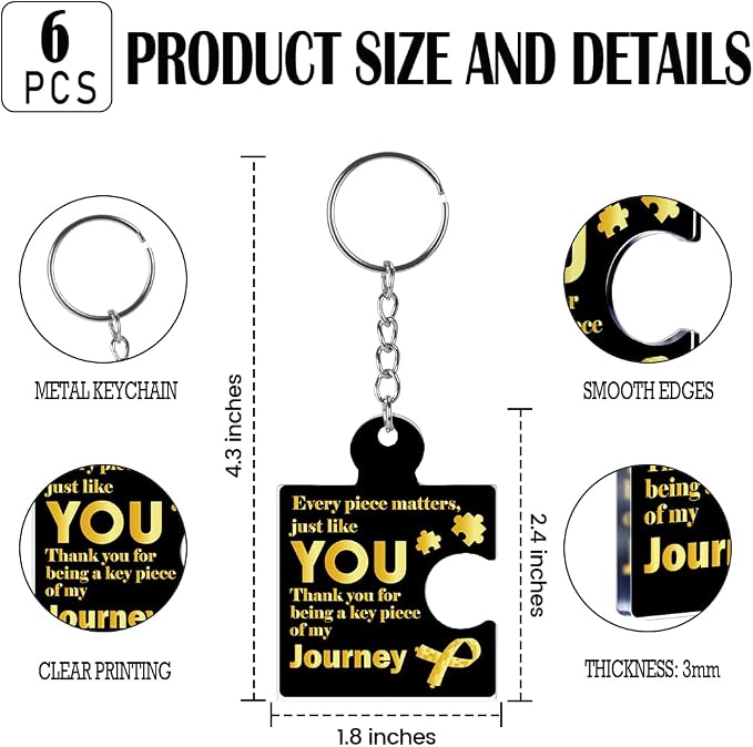 Team Appreciation Gifts Bulk Thank You Keychains for Coworkers | Gift Set for Employee, Staff, Teachers, Teamwork Puzzle Piece Keyring, Acrylic