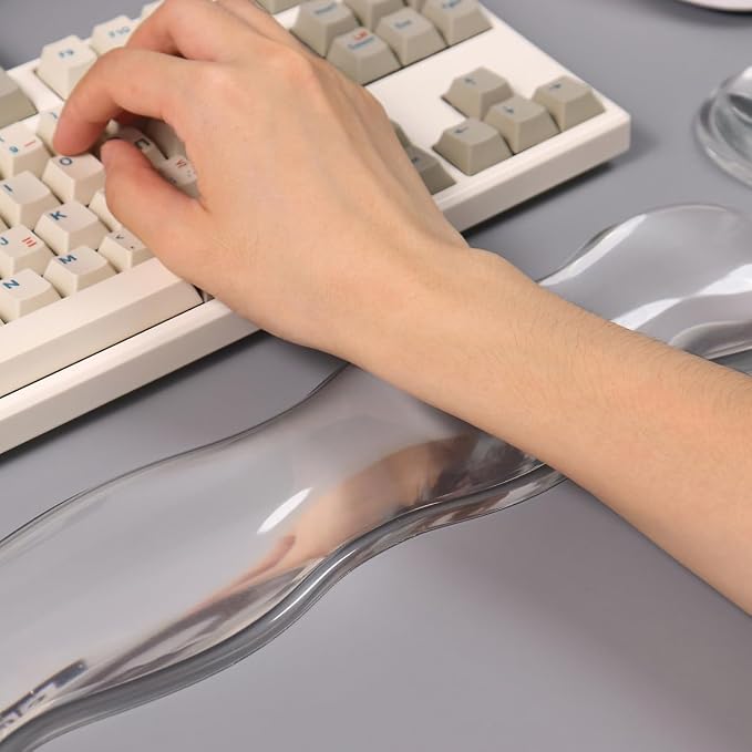 Sumgsn White Gel Wrist Rest Set, Clear Keyboard and Mouse Rest for 60%/75% | Ergonomic Wrist Rest, Relax Your Wrist, for Laptop Computer Office & Home