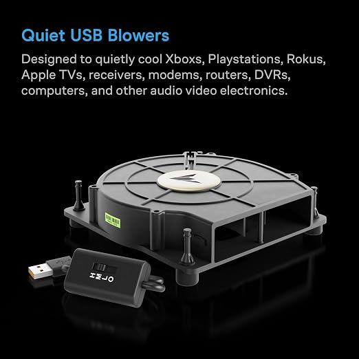 AC Infinity MULTIFAN S2, Quiet 120mm USB Blower Fan with Speed Control, UL-Certified for Receiver DVR Xbox Modem AV Cabinet Cooling