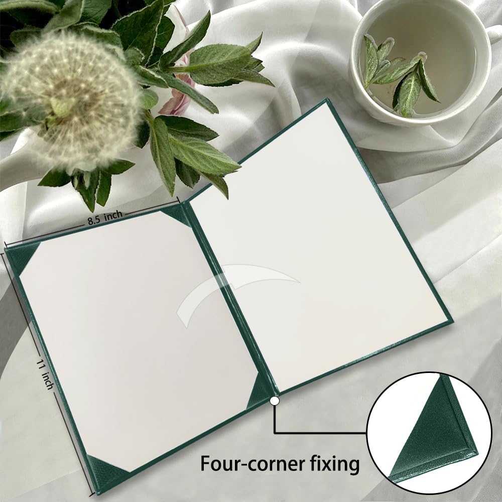 Diploma Cover 8.5x11 Inch, Graduation Certificate Holder - Elegant Faux Leather Folder for Graduation, Wedding Officiant,Forest Green-1 Pack