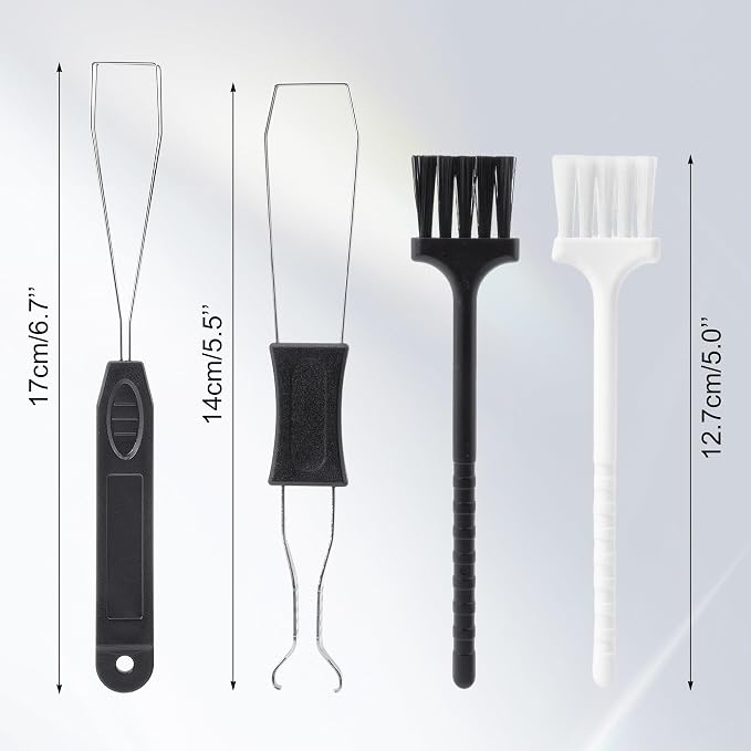 Quacc Keycap Remover Tool Set, 2 PCS Stainless Steel Keycap Pullers with 2 PCS Keyboard Brushes for Mechanical Keyboard