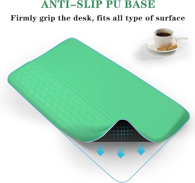Computer Keyboard Stand with Wrist Rest Support Pad, Green | Ergonomic Comfy Tilted Keyboard Stand Riser Holder Pad for Pain Relief, Soft Memory Foam Desk Cushion for Office Home