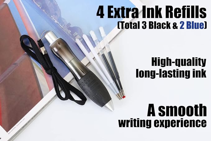 Weighted Pen for Hand Tremors Fat Pen for Arthritic Hands (1 Pack) | 4 Extra Ink Refill, With Storage Bag, 3.5 oz Heavy Large Wide Grip Pen for Parkinsons, Low Grip Strength, Carpal Tunnel
