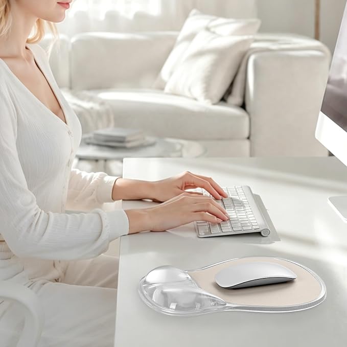 EooCoo Ergonomic Waterproof Mouse Pad with Gel Wrist Rest Support | Middle Concave Design for Natural Wrist Alignment, Non-Slip Base Mousepad, Carpal Tunnel Relief, Office Desk Accessories