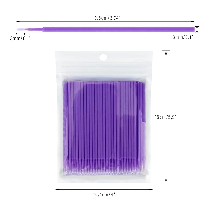 G2PLUS Micro Swabs, Disposable Micro Applicator Brushes and Swabs 100PCS | Purple Cotton Tips for Makeup Correction, Eyeliner Detailing, Nail Art Cleanup, Brow Tinting, Lash Extension Prep and Pro Use