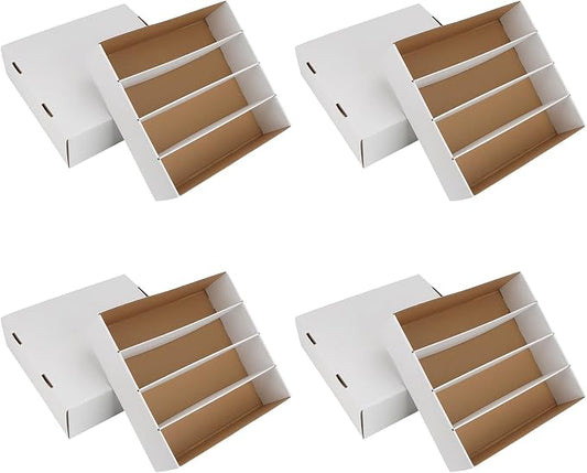 Trading Card Storage Box 3120 Count Collector Cards Box White Sports Card Storage Boxes Card Sorting Tray Cases Cards Collection Trading Cards Box for Soccer Basketball Cards(4 Set)