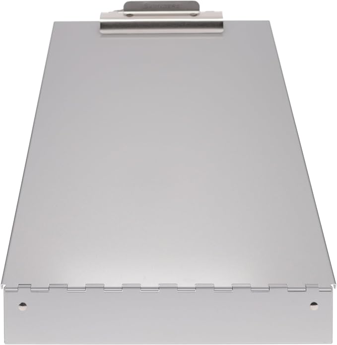 Saunders Metal Clipboard with Storage, Silver Single Layer Nursing Clipboard Folio, Letter Size Paper Organizer, Steel Clip with Self Locking Latch, Form Holder for Office, School & Work - Made in USA
