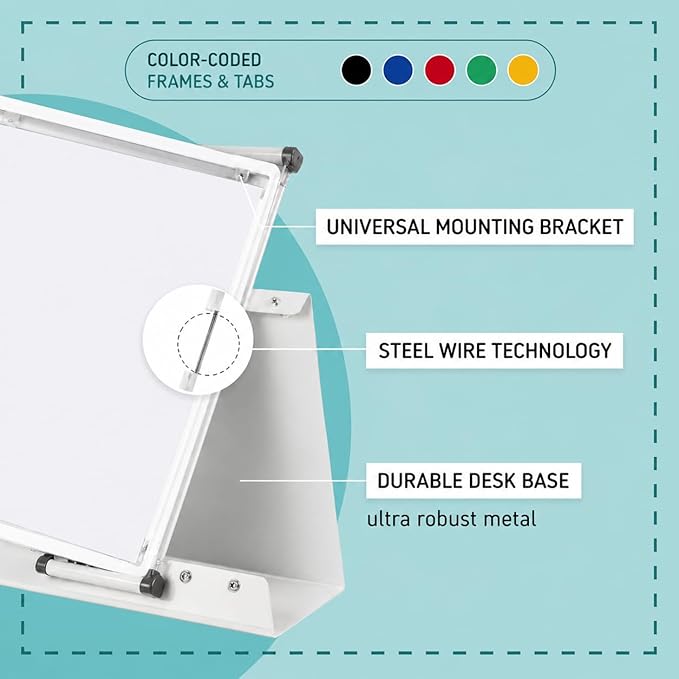 Tarifold Desktop Reference Display System, 20 Pockets, Expandable, White | 20 double-sided PVC pockets, holds 40 letter-size sheets, sturdy metal base, quick-find indexing, quick and easy to assemble