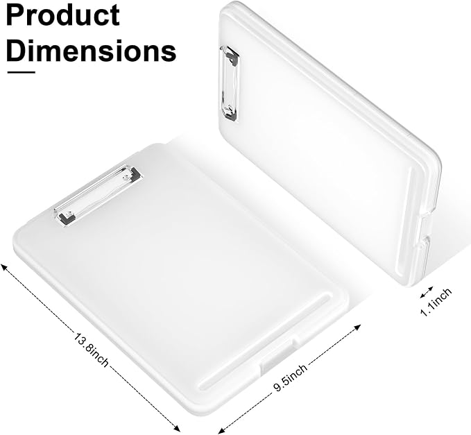 Hongri Clipboard with Storage, 8.5 x 11 Clip Board Foldable, White | Bottom Opening, Size 13.4 x 9.4 X 0.9 in for Nurses, Teacher, Students, Classroom, School & Office Supplies