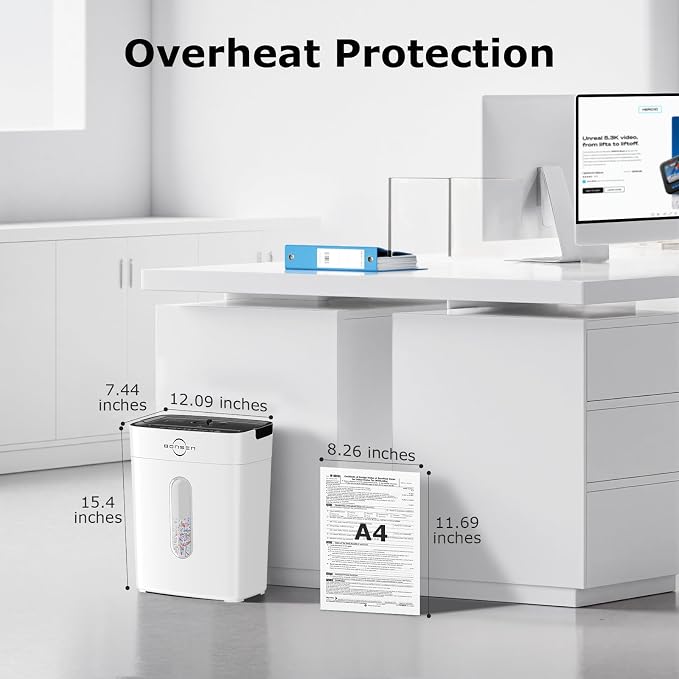Bonsen 10-Sheet Cross Cut Paper Shredder for Home Office Heavy Duty, White | P-4 Security Level, Shreds Paper & Credit Cards, 4-Gal Bin with Portable Handle, Small Shredder for Home Office，S3201-W