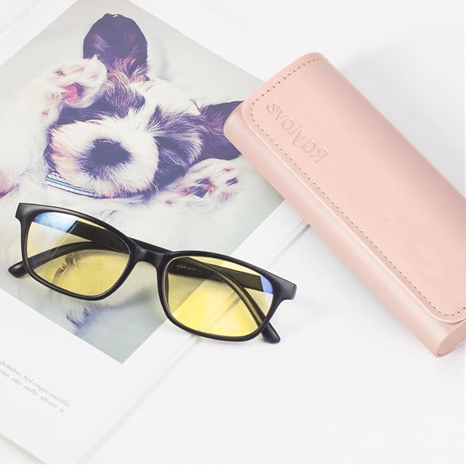RayLove Hard Shell Glasses Case, Lightweight Leather Eyeglass Case, Travel-Friendly Sunglasses Protector for Men & Women