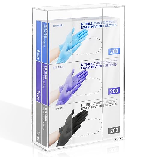 Acrylic Glove Dispenser Wall Mount, Clear Plastic Glove Rack Floating Triple Gloves Box Holder 16.1'' X 10.2'' X 3.8'', Capacity Of 3 Glove Boxes