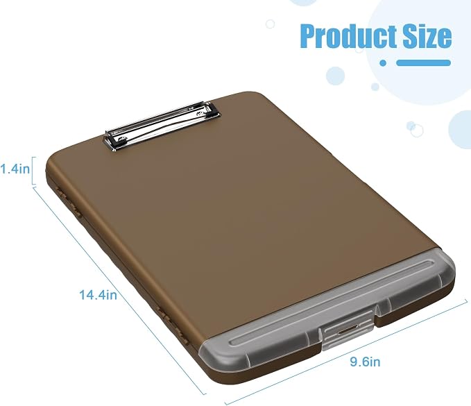 Hongri Clipboard with Storage with Pencil Case, 8.5 x 11 Storage Clip Board | High Capacity Organization Box for A4 Letter Legal Paper, Heavy Duty Folio & Side-Opening for Nurses, Teachers, Brown